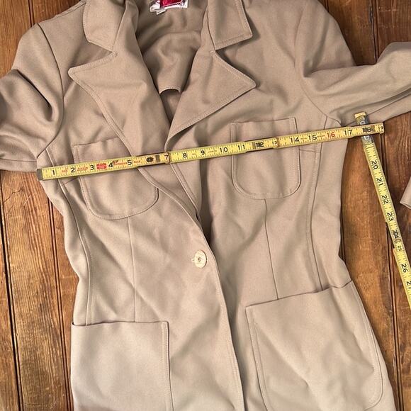 Vintage women’s Ms Limited 1970s long tan polyester blazer coat size 9 - Picture 5 of 6